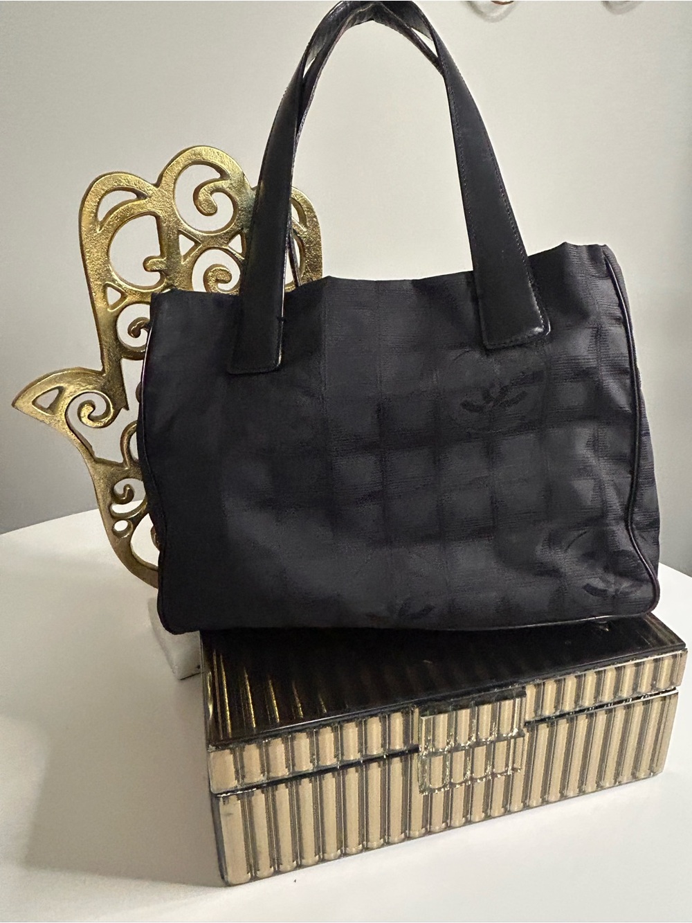 CHANEL Black Nylon Shoulder Tote - Travel Collection